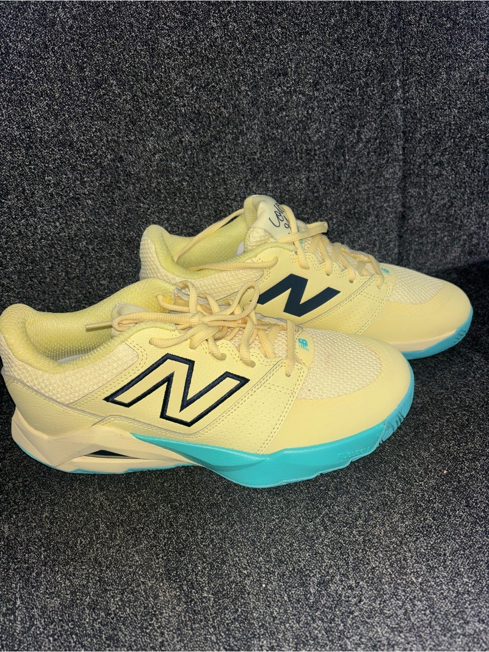 New Balance Yellow Sneakers with Teal Sole